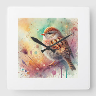 Perdix Bird in a Serene Watercolor Landscape 16072 Square Wall Clock