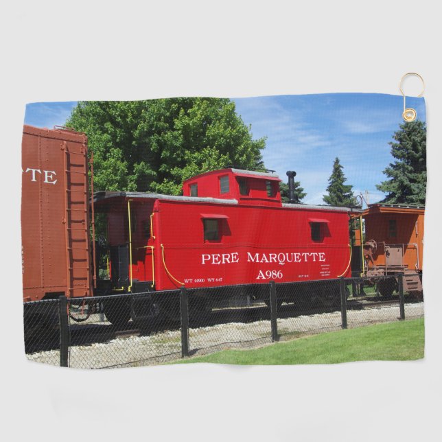 Pere Marquette Caboose A986 golf towel (Horizontal)