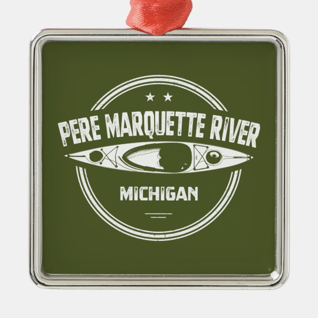 Pere Marquette River Michigan Kayaking Metal Ornament (Front)