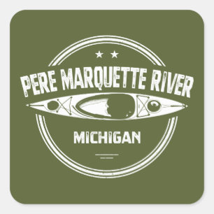 Pere Marquette River Michigan Kayaking Square Sticker