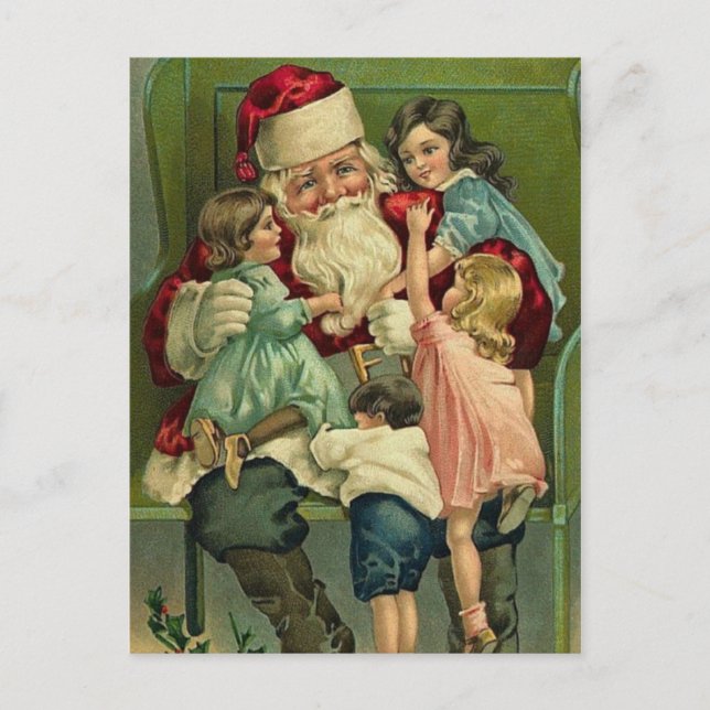 Père Noël et enfants Postcard (Front)