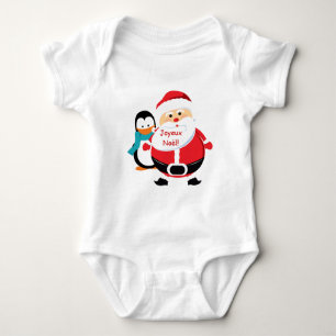Père Noël et Manchot Santa Claus infant t-shirt Baby Bodysuit