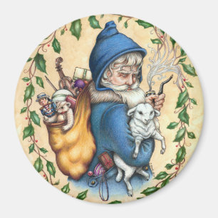 Pere Noel FATHER CHRISTMAS MAGNET Round