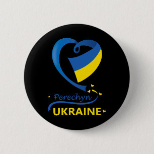 Perechyn Ukraine National Flag Heart Emblem Crest 6 Cm Round Badge