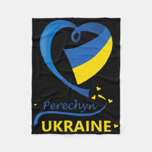 Perechyn Ukraine National Flag Heart Emblem Crest Fleece Blanket