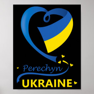 Perechyn Ukraine National Flag Heart Emblem Crest Poster