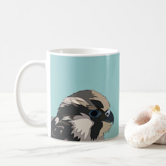Peregrine Falcon Bird Art Coffee Mug (With Donut)