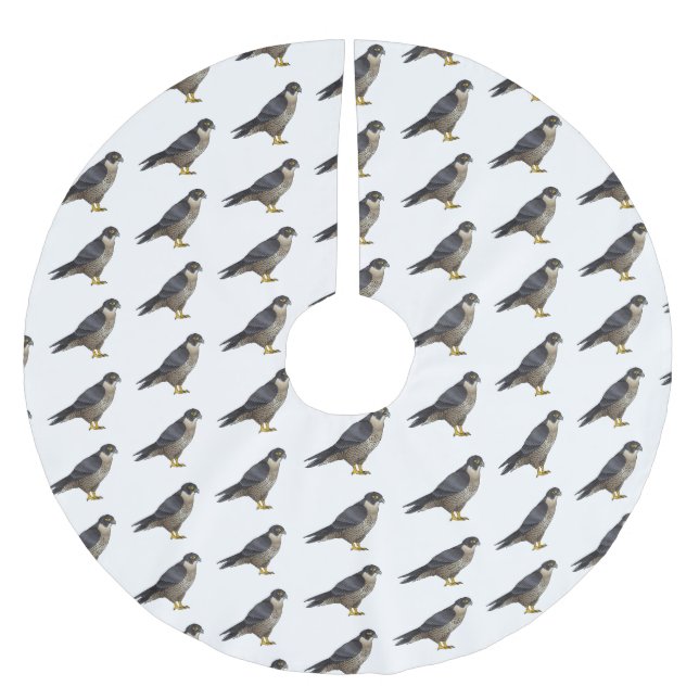 Peregrine falcon bird cartoon illustration  brushed polyester tree skirt (Front)