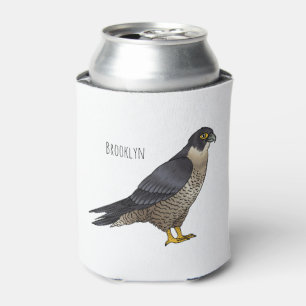 Peregrine falcon bird cartoon illustration can cooler