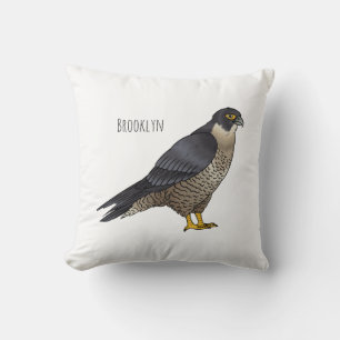 Peregrine falcon bird cartoon illustration cushion