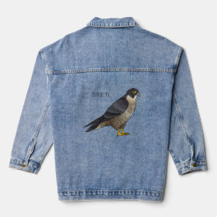 Peregrine falcon bird cartoon illustration denim jacket