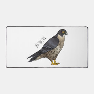Peregrine falcon bird cartoon illustration desk mat