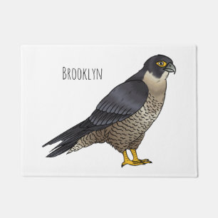Peregrine falcon bird cartoon illustration doormat