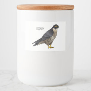 Peregrine falcon bird cartoon illustration food label