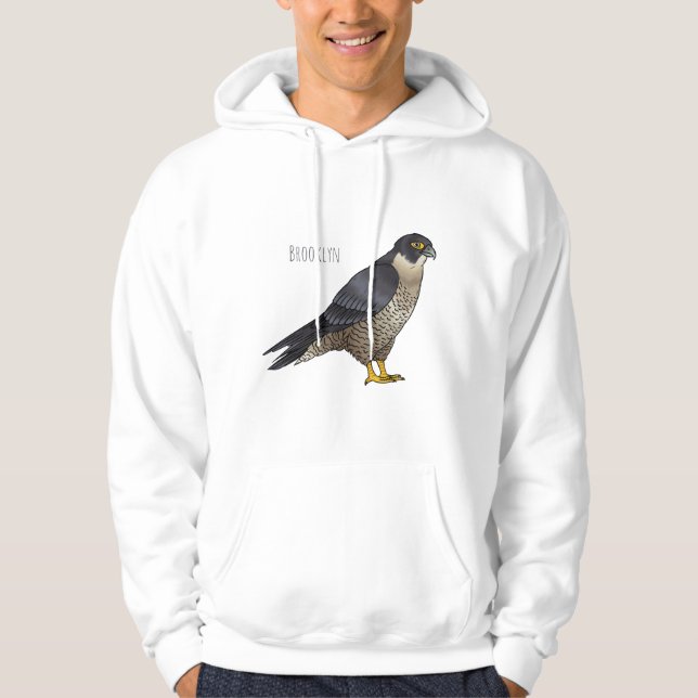 Peregrine falcon bird cartoon illustration hoodie (Front)