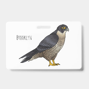 Peregrine falcon bird cartoon illustration ID badge