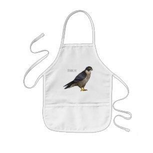 Peregrine falcon bird cartoon illustration kids apron