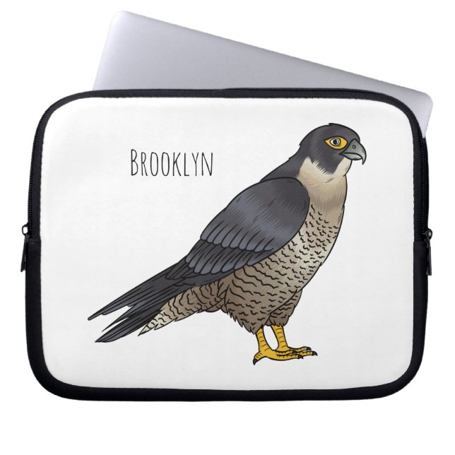 Peregrine falcon bird cartoon illustration  laptop sleeve (Front)