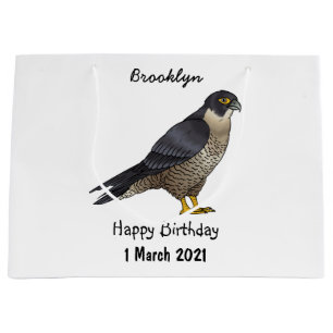 Peregrine falcon bird cartoon illustration large gift bag