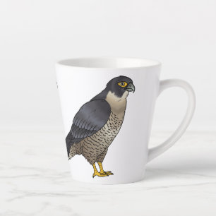 Peregrine falcon bird cartoon illustration latte mug