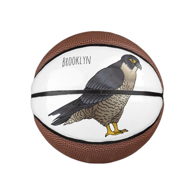 Peregrine falcon bird cartoon illustration mini basketball (Front)