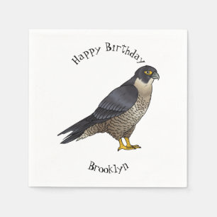 Peregrine falcon bird cartoon illustration napkin