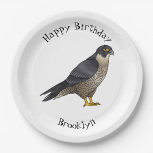 Peregrine falcon bird cartoon illustration paper plate