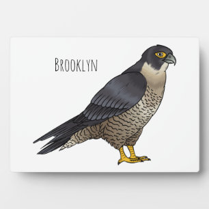 Peregrine falcon bird cartoon illustration plaque