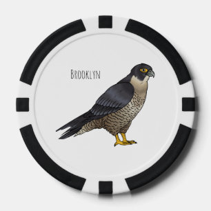Peregrine falcon bird cartoon illustration poker chips