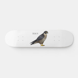 Peregrine falcon bird cartoon illustration  skateboard