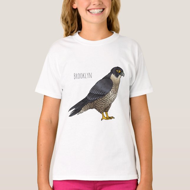 Peregrine falcon bird cartoon illustration  T-Shirt (Front)