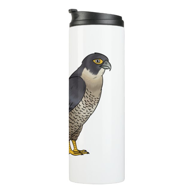 Peregrine falcon bird cartoon illustration thermal tumbler (Rotated Right)