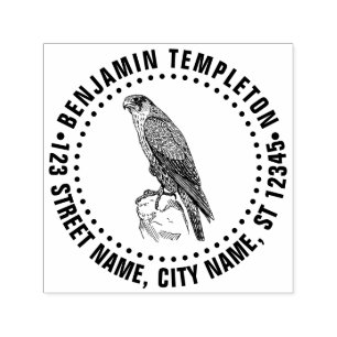 Peregrine Falcon Bird of Prey Name Return Address Self-inking Stamp