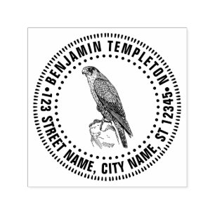 Peregrine Falcon Bird of Prey Name Return Address Self-inking Stamp