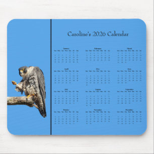Peregrine Falcon customizable 2026 calendar Mouse Pad