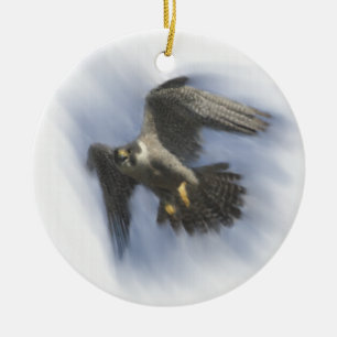 Peregrine Falcon in Flight Ceramic Tree Decoration