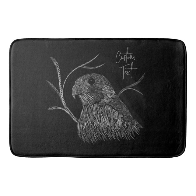 Peregrine Falcon in Tree Branches with Handwriting Bath Mat (Front)