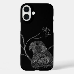 Peregrine Falcon in Tree Branches with Handwriting iPhone 16 Plus Case