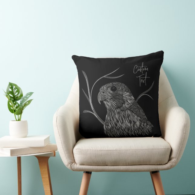 Peregrine Falcon in Tree Branches with Handwriting Cushion (Chair)