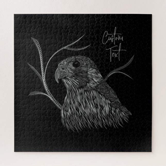 Peregrine Falcon in Tree Branches with Handwriting Jigsaw Puzzle (Vertical)