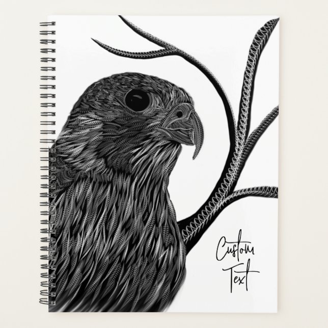 Peregrine Falcon in Tree Branches with Handwriting Planner (Front)