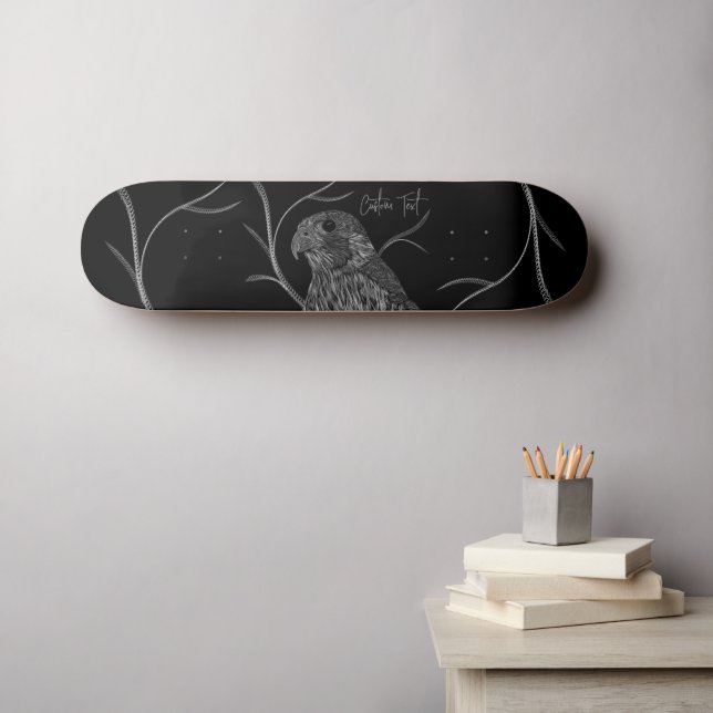 Peregrine Falcon in Tree Branches with Handwriting Skateboard (Wall Art (Horz))