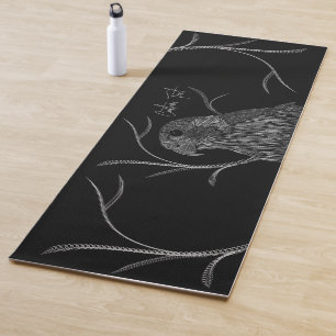Peregrine Falcon in Tree Branches with Handwriting Yoga Mat