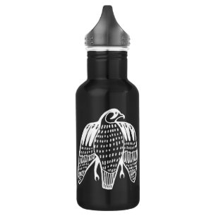 Peregrine Falcon line drawing in white 532 Ml Water Bottle