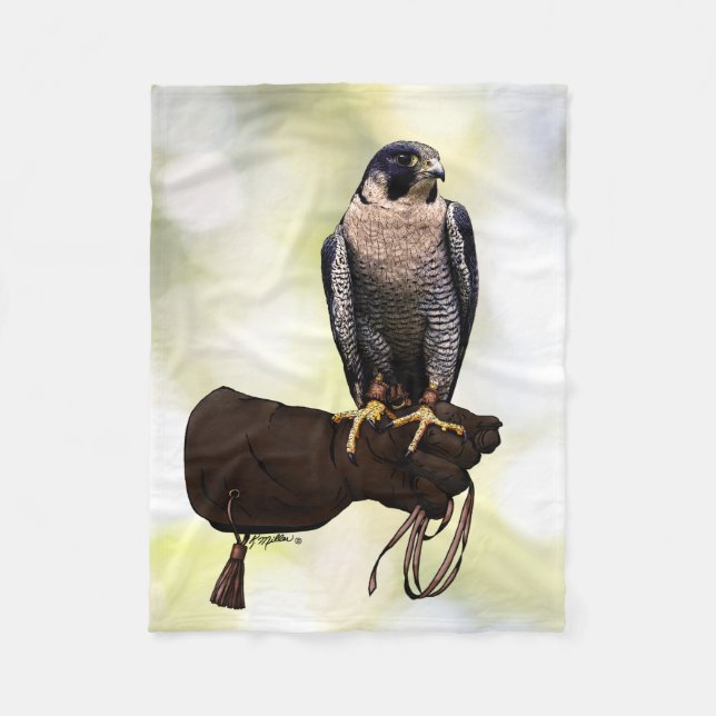 Peregrine Falcon on Glove Fleece Blanket (Front)