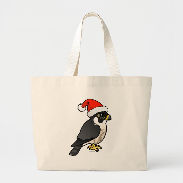 Peregrine Falcon Santa Large Tote Bag (Front)