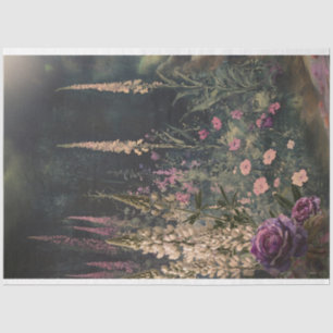 Perennials Garden scene, Dark green & colourful Tissue Paper
