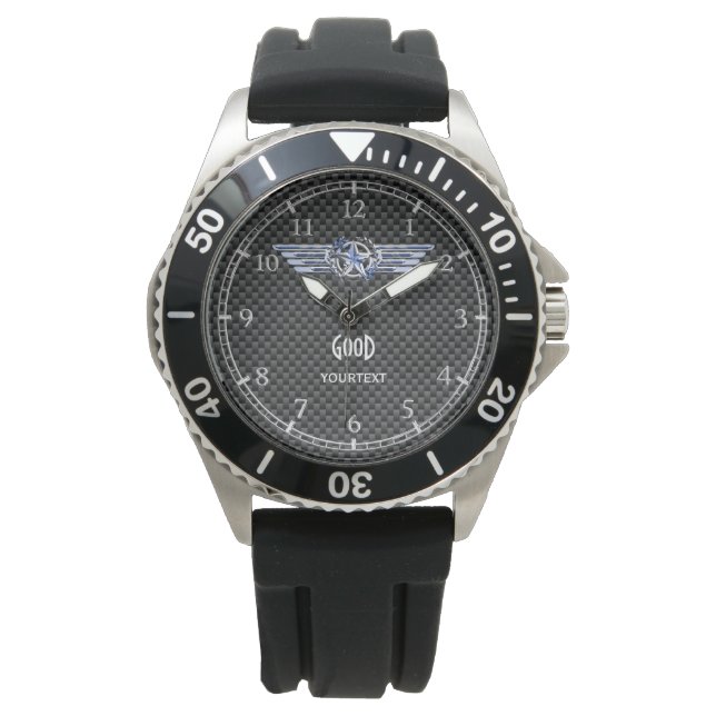 Peresonalized Air Pilot Chrome Like Star Wings Watch (Front)
