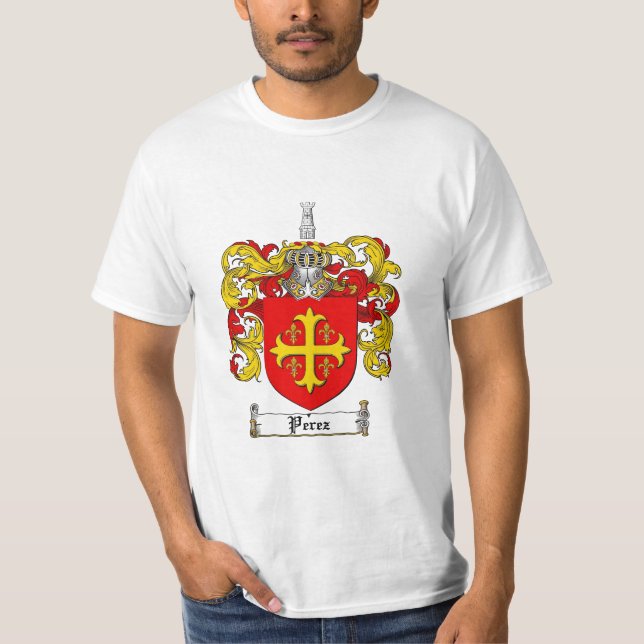 Perez Family Crest - Perez Coat of Arms T-Shirt (Front)