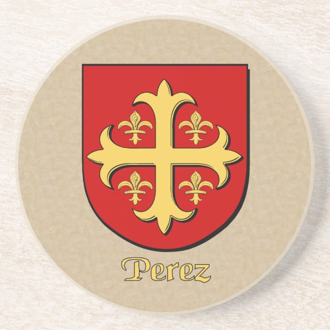 Perez Heraldic Shield Coaster (Front)